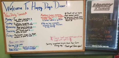 Happy Days Diner menu