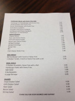 Spears Cafe menu