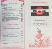 Oc Wasabi Express menu