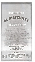 El Mesquite Mexican Grill menu