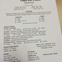 Papa Kel's Best menu