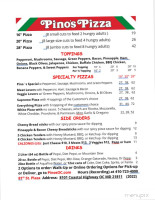 Pino's Pizza menu