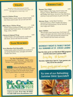 St Croix Lanes menu