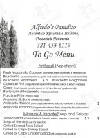 Alfredo Paradiso Incorporated menu