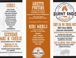 Burnt Ends Barbecue menu