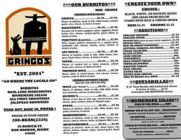 Gringos menu