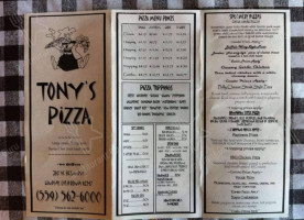 Tony's Pizza Lindsay menu