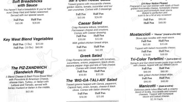 Sal's Italian menu