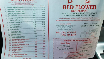 Red Flower menu