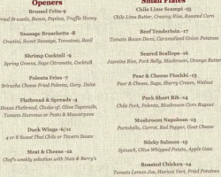 Twin Forks Tavern menu