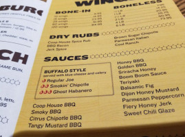 The Coop Wings Bbq -millbury menu