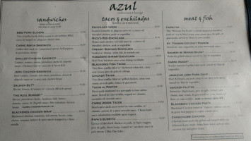 Azul Restaurant & Lounge menu