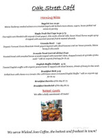 Oak Street Cafe menu