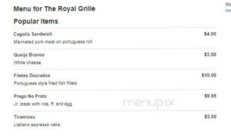 Royal Cafe menu