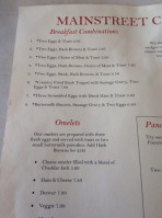 Main Street Cafe menu