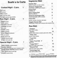 Oceano Sushi Asian Fusion menu