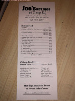 Joe's Hot Dogs Chinese Food menu