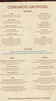 Copenross Growlers menu