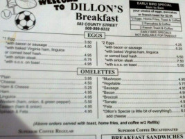 Dillon's menu