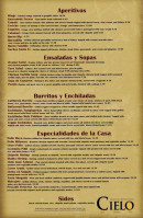 Cielo Mexican menu