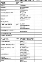 Sunrise Bakery Coffee Shop menu