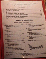 China Belle menu