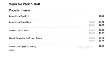 Wok & Roll LLC menu