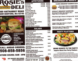 Rosie's Deli menu