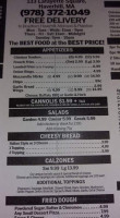 North End Snack Shack menu