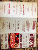 Greg's Pizza menu