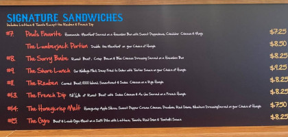 Blue Ox Sandwich Factory menu