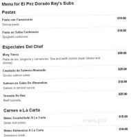 El Pez Dorado Ray's Subs menu