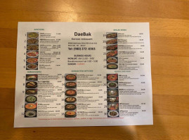 Daebak Korean menu