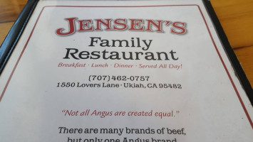 Jensen's Restaurant menu
