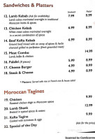 Argana Cafe menu