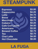 Steampunk Coffee Roasters menu