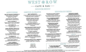 West Row Cafe Bar menu