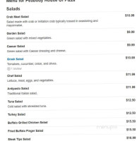 Peabody House Of Pizza menu