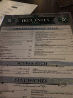Ireland's Pub menu