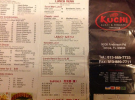Kuchi Sushi And Hibachi menu