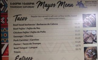 Mayo's Taco menu