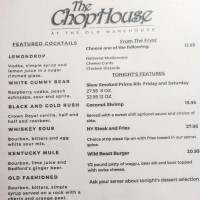 The Chophouse At The Old Warehouse menu