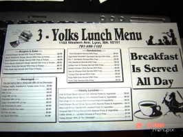 3 Yolks Breakfast Lunch menu