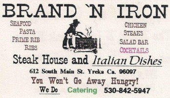 Brand N Iron Family Steak House menu