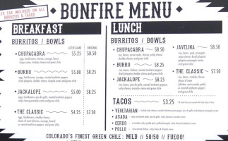 Bonfire Burritos menu