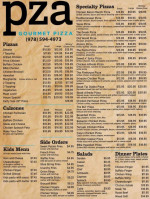 Pza Gourmet Pizza menu