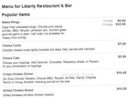 Liberty Restaurant Bar menu