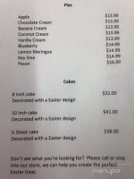 Frosted Bake Shop menu