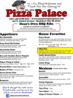 Dean's Filling Station Pizza Palace menu