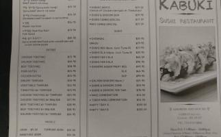 Kabuki Sushi menu